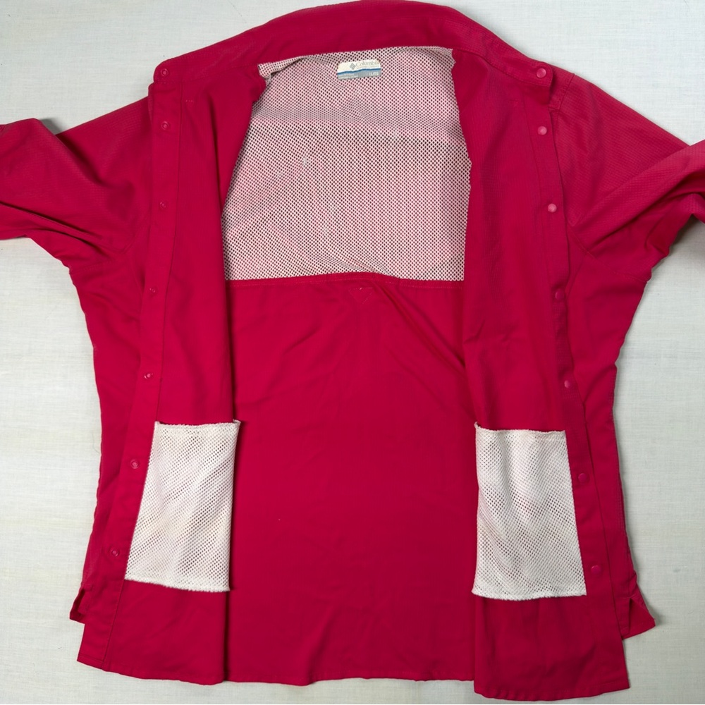 Women's Columba PFG Vented Fishing Shirt Size XL Roll-Tab Sleeves Snaps Pink - Picture 11 of 13